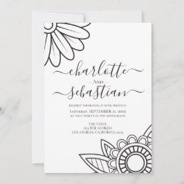 Invitación a la boda estilo tipografía de flores m