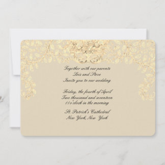 Invitación a la boda estilo victoriano beige dorad