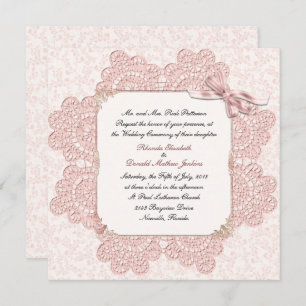 Invitación a la boda estilo victoriano rosa Shabby