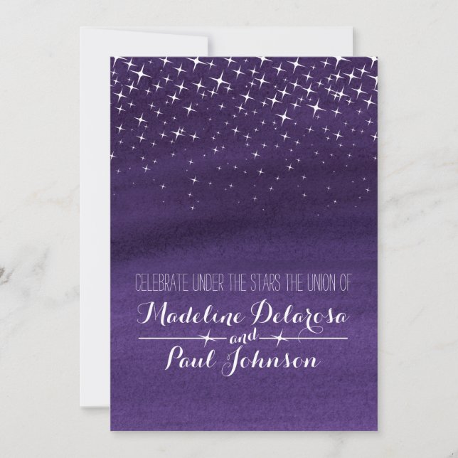 Invitación a la boda estrellada de estrellas de la (Anverso)