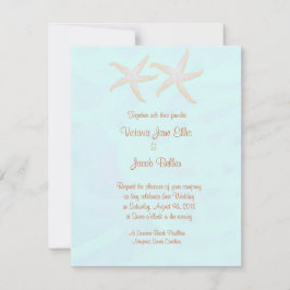 invitación a la boda estrellada en la playa - azul