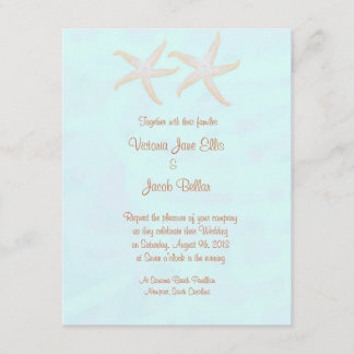 invitación a la boda estrellada en la playa - azul
