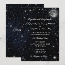 Invitación a la boda estrellada nocturna por la lu