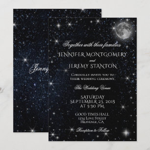 Invitación a la boda estrellada nocturna por la lu