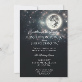 Invitación a la boda estrellada nocturna por la lu