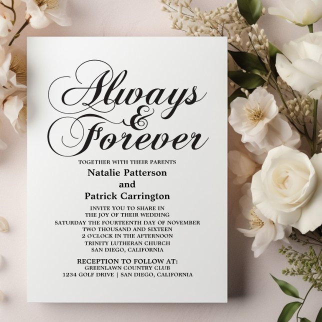 Invitación a la boda eterna y siempre (Ebony Always and Forever Wedding Invitation)
