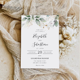 Invitación a la boda Eucalyptus Gold Floral Greene