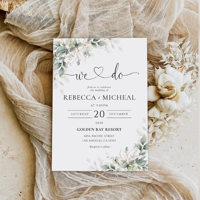 Invitación a la boda Eucalyptus Gold Floral Greene (Subido por el creador)