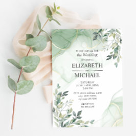 Invitación a la boda Eucalyptus Greenery Watercolo