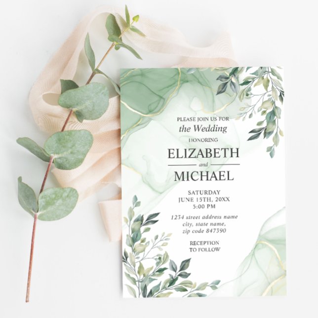 Invitación a la boda Eucalyptus Greenery Watercolo (Subido por el creador)
