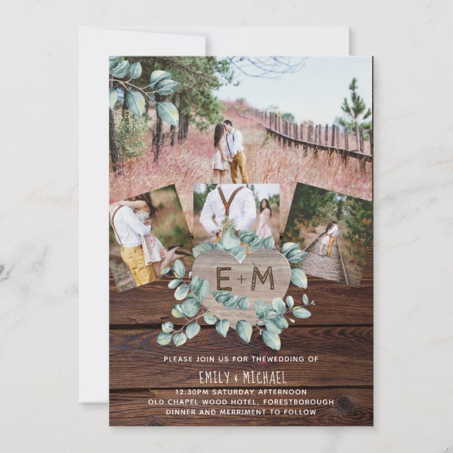 Invitación a la boda EUCALYPTUS por la vegetación  (Anverso)