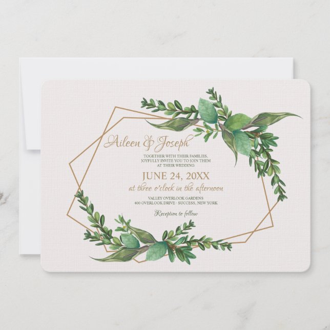 Invitación a la boda Evergreen (Anverso)