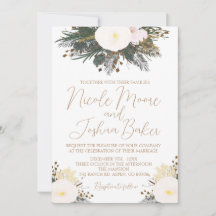 Invitación a la boda Evergreen de invierno