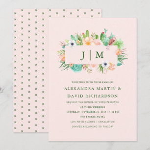 Invitación a la boda exitosa del rosado del desier