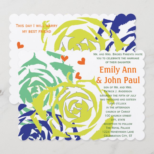 Invitación a la boda exitosa moderna de la Marina  (Anverso / Reverso)