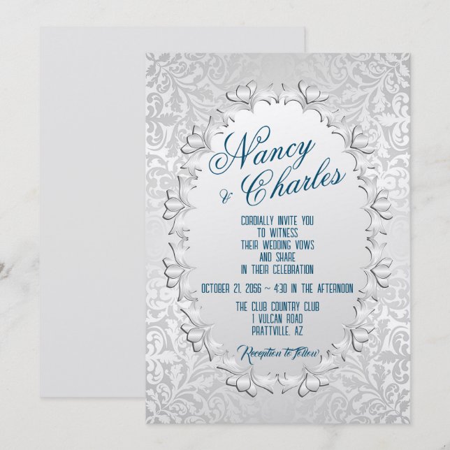 Invitación a la boda familiar y femenina (Anverso / Reverso)