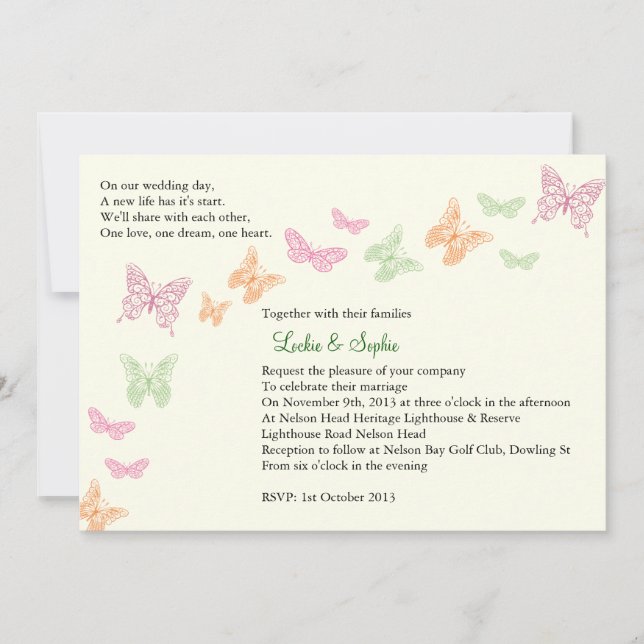 Invitación a la boda final de Sophie (Anverso)