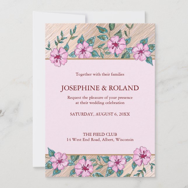 Invitación a la boda floral (Anverso)