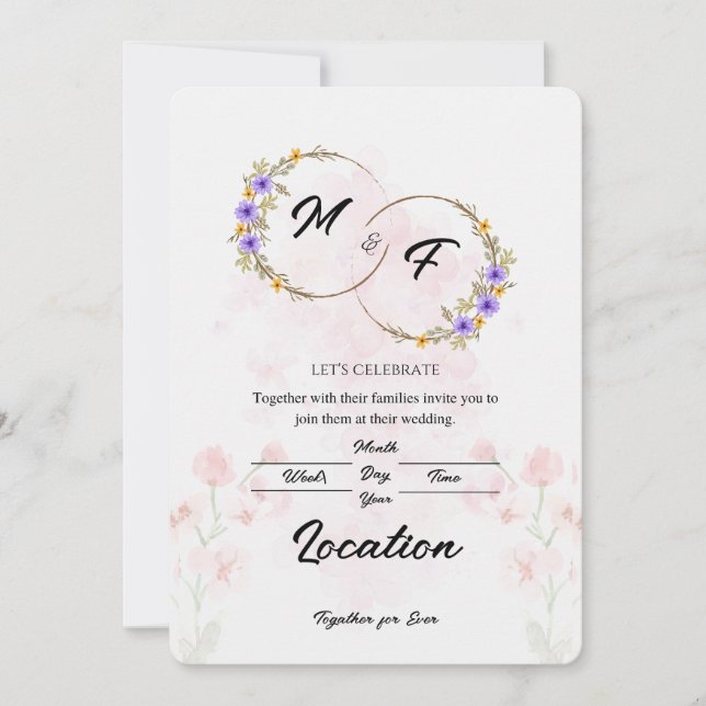 Invitación a la boda floral (Anverso)