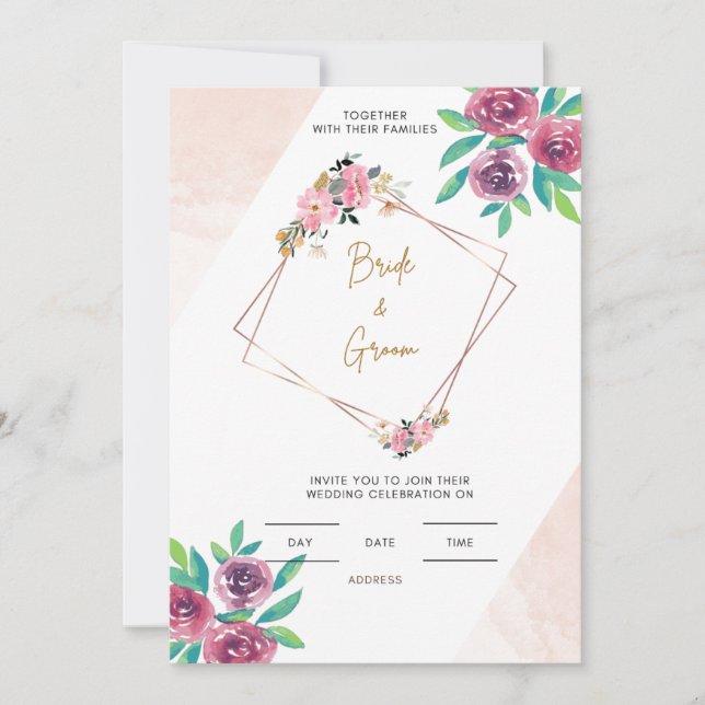 Invitación a la boda floral (Anverso)