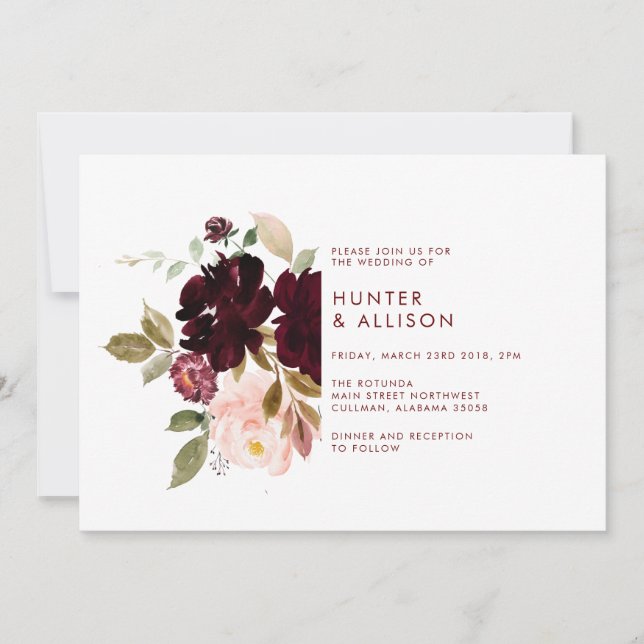 Invitación a la boda floral (Anverso)