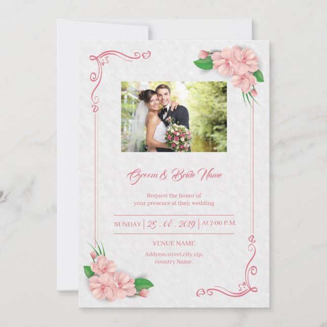 Invitación a la boda floral (Anverso)