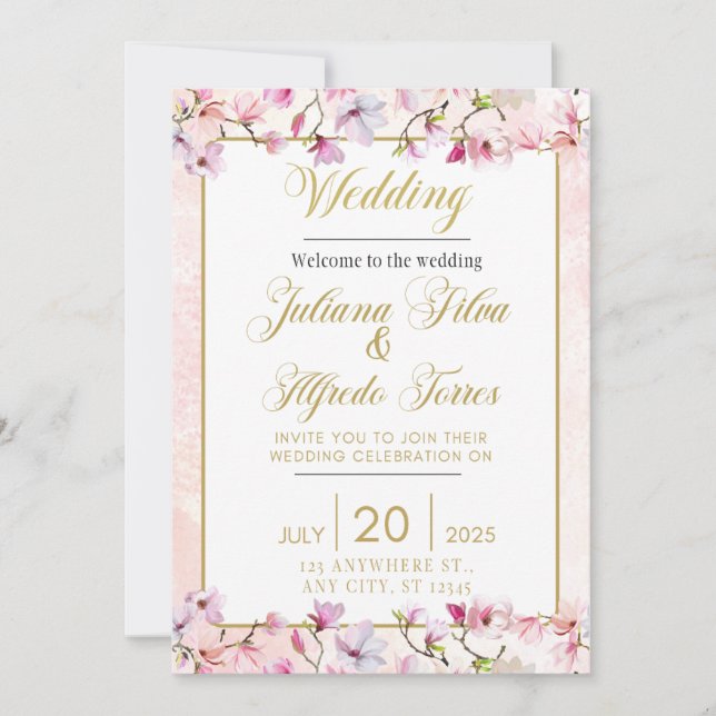 Invitación a la boda floral (Anverso)