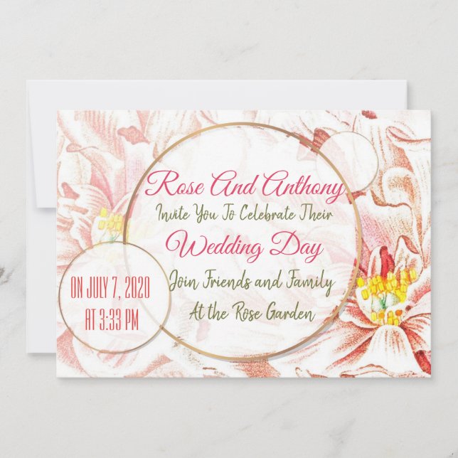 Invitación a la boda floral (Anverso)