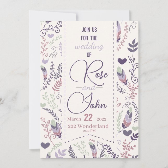 Invitación a la boda floral (Anverso)