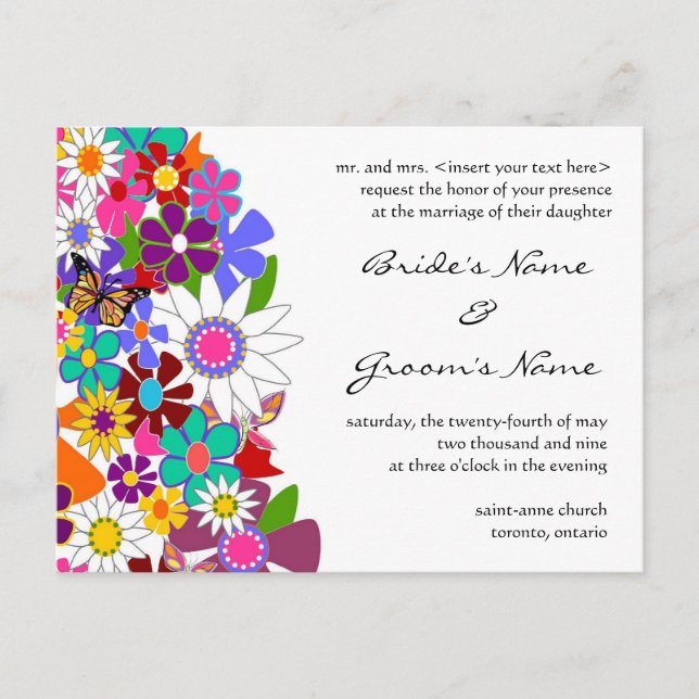 Invitación a la boda floral (Anverso)