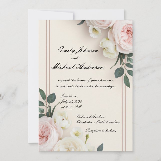 Invitación a la boda floral (Anverso)