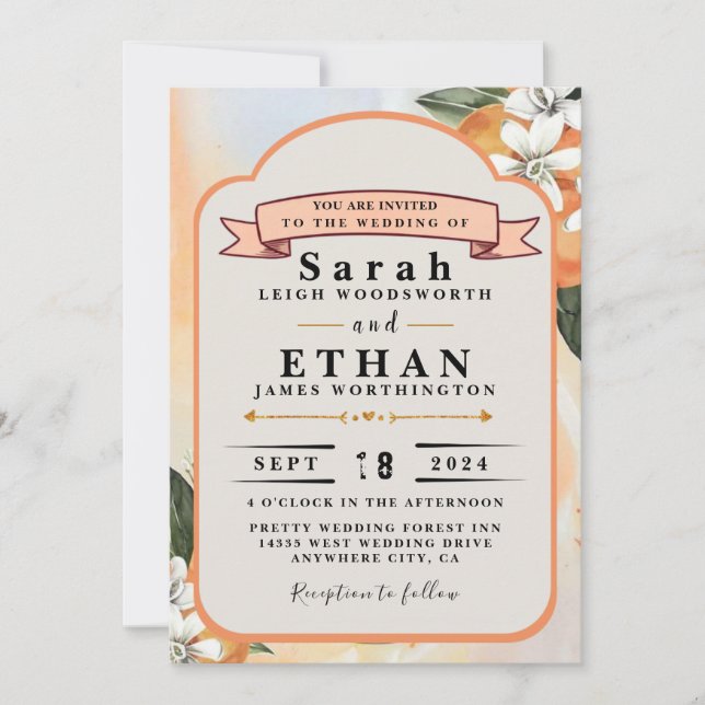 Invitación a la boda floral (Anverso)