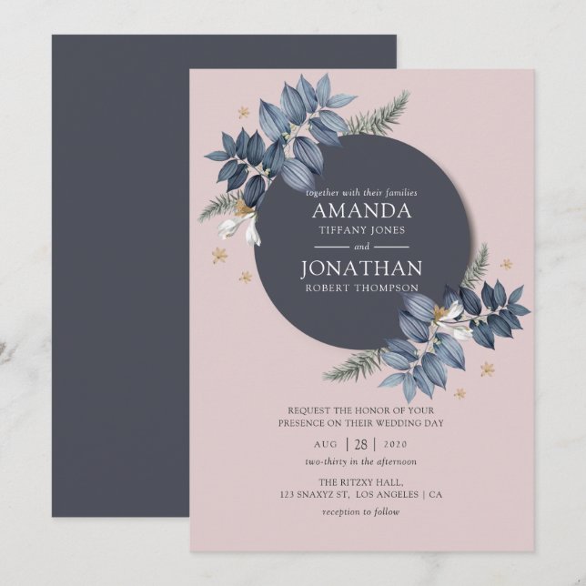 Invitación a la boda floral (Anverso / Reverso)