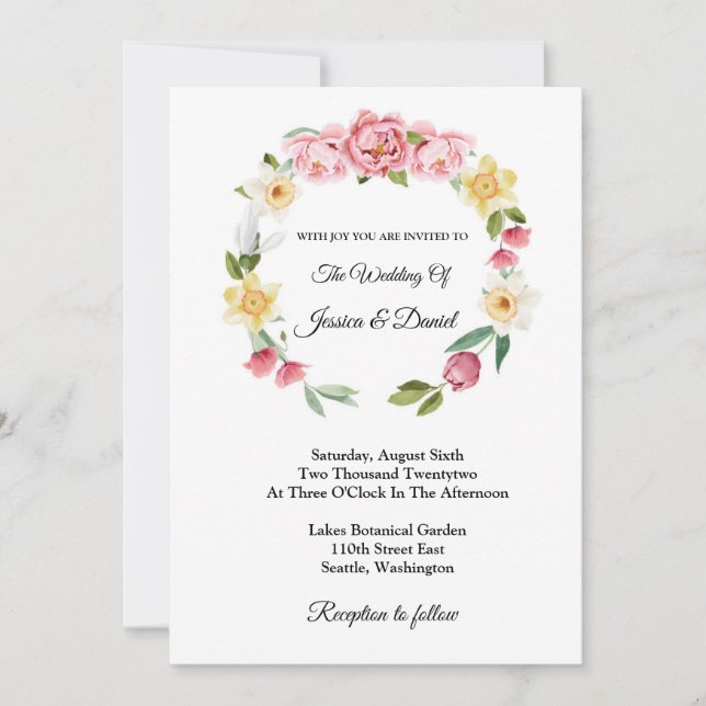 Invitación a la boda floral (Anverso)