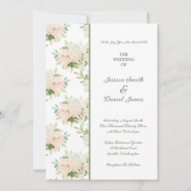 Invitación a la boda floral (Anverso)