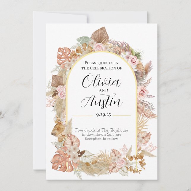 Invitación a la boda floral (Anverso)