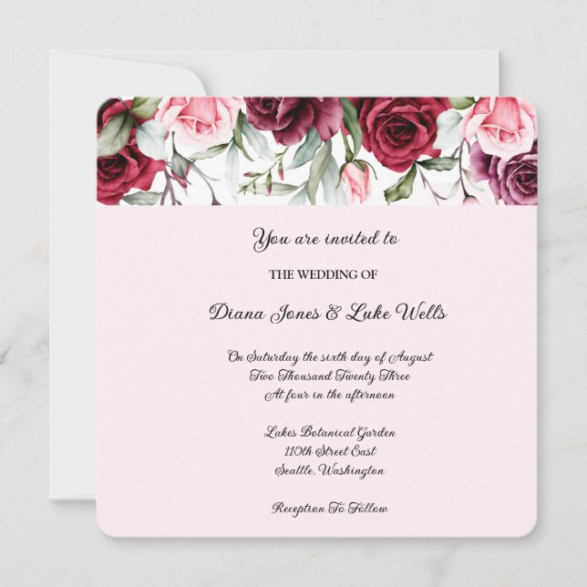 Invitación a la boda floral (Anverso)