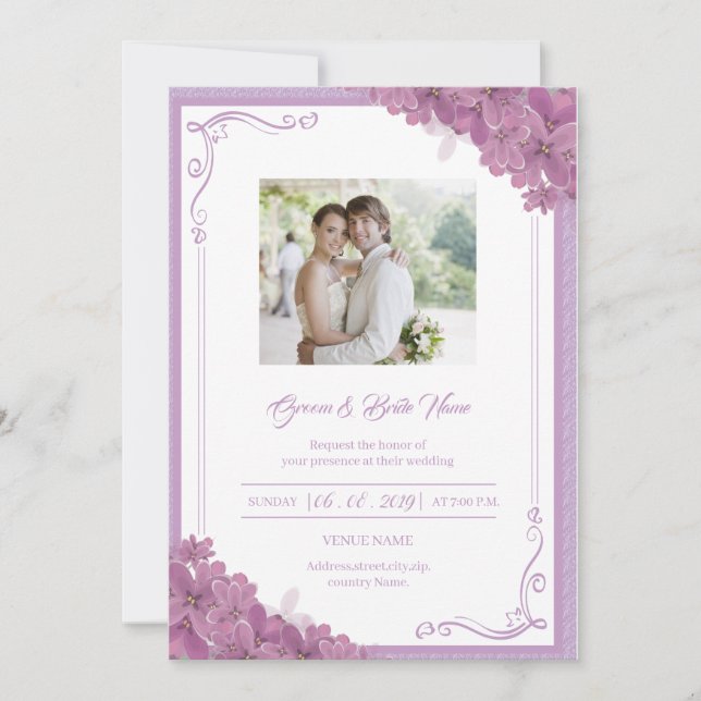 Invitación a la boda floral (Anverso)