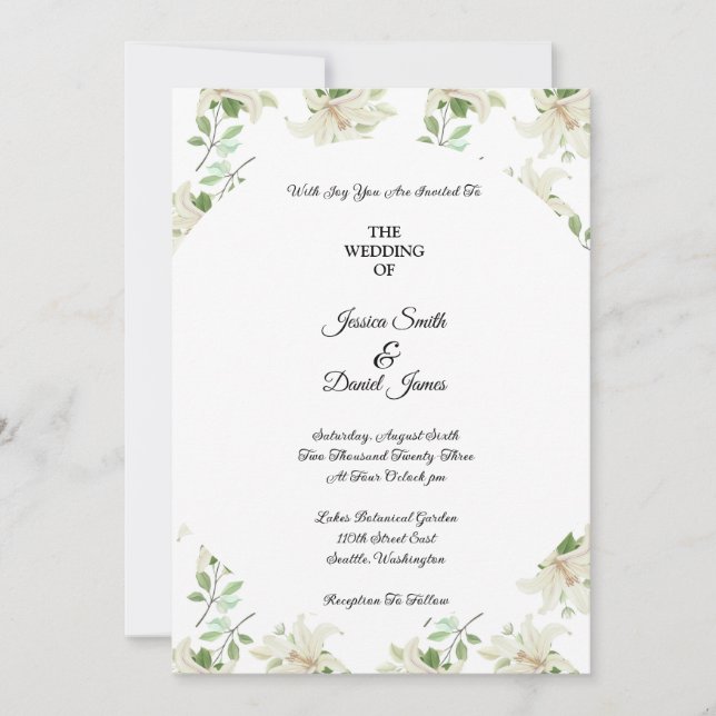 Invitación a la boda floral (Anverso)