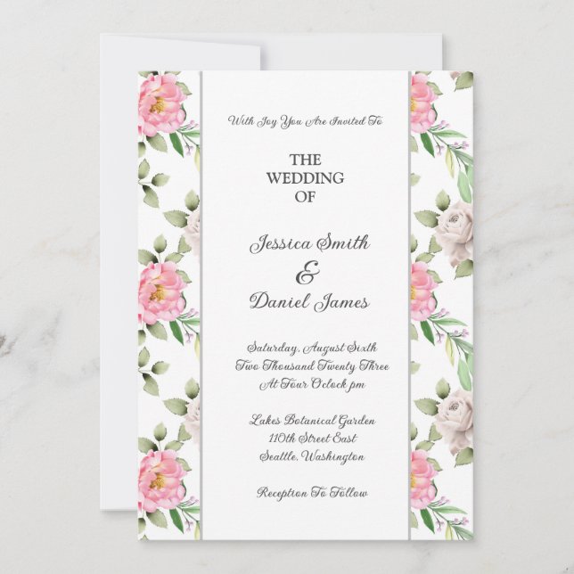 Invitación a la boda floral (Anverso)