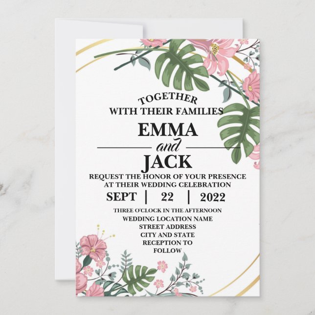 Invitación a la boda floral (Anverso)