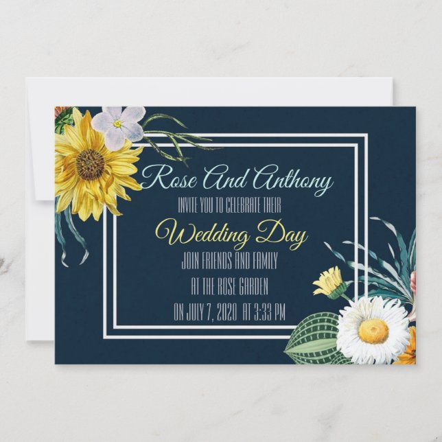 Invitación a la boda floral (Anverso)