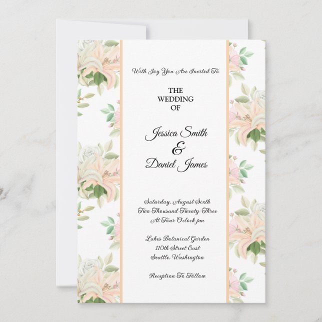 Invitación a la boda floral (Anverso)