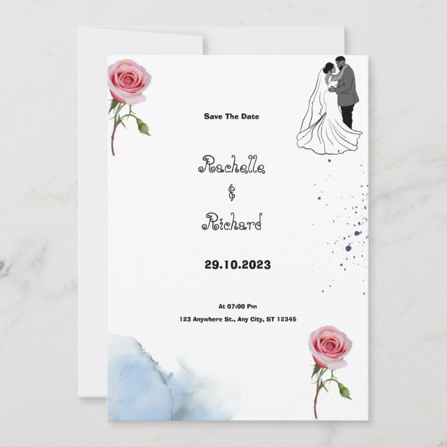 Invitación a la boda floral (Anverso)