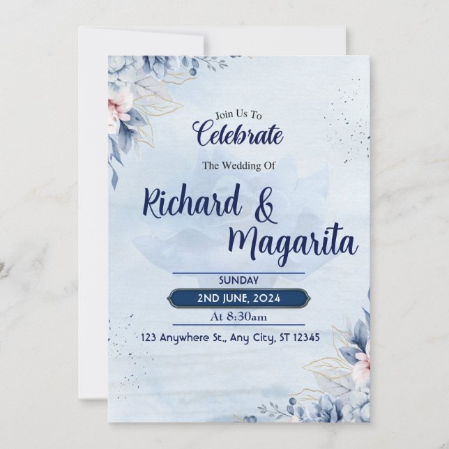 Invitación a la boda floral (Anverso)