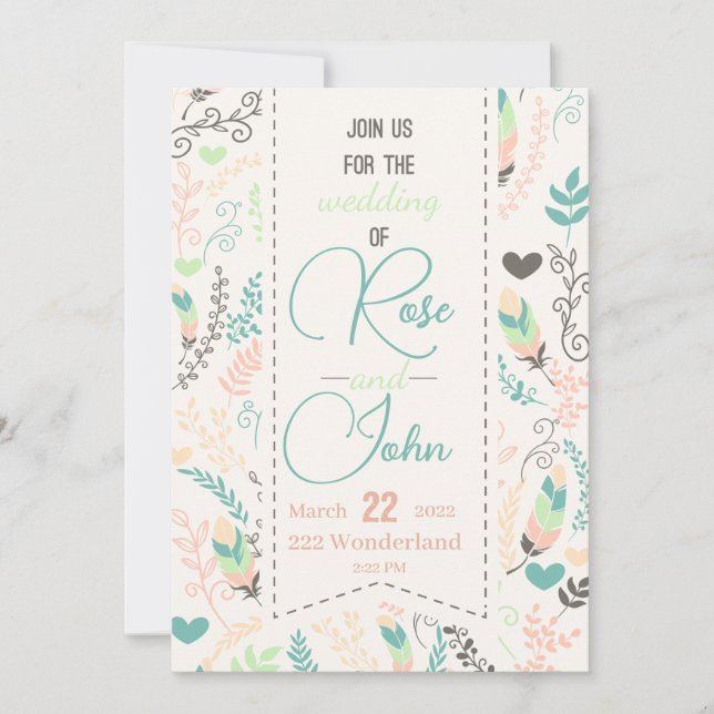 Invitación a la boda floral (Anverso)