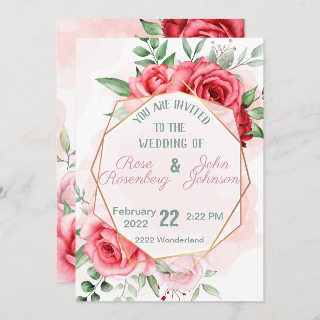 Invitación a la boda floral (Anverso / Reverso)