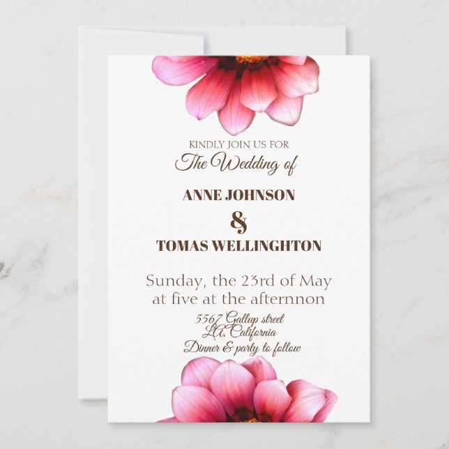 Invitación a la boda floral (Anverso)