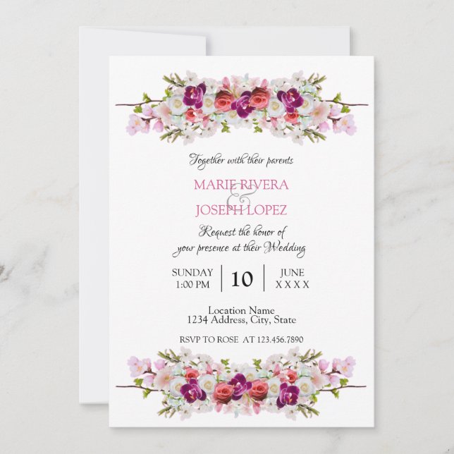 Invitación a la boda - Floral01 (Anverso)
