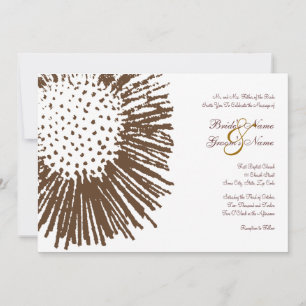 Invitación a la boda floral abstracta marrón y bla